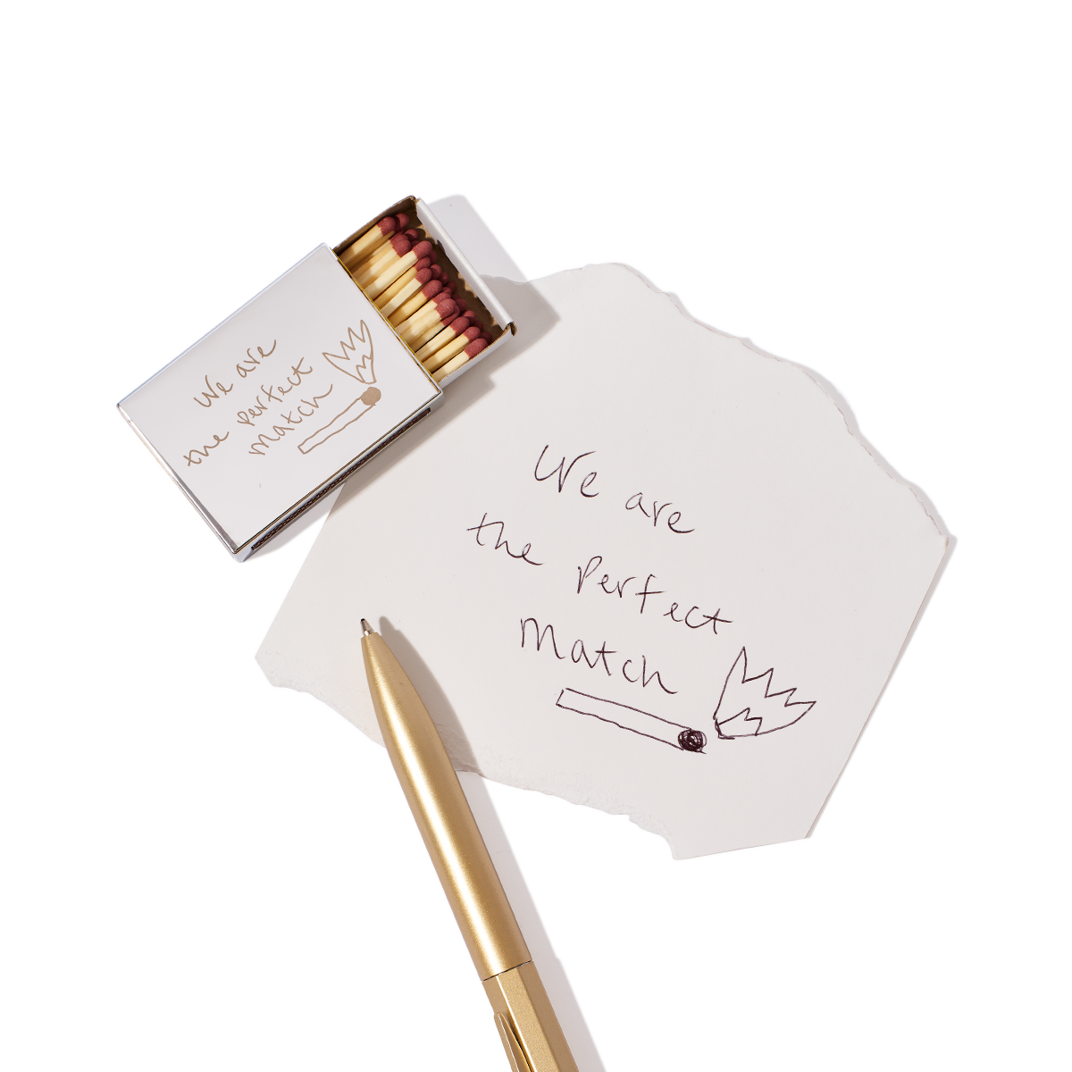 Handwritten Small Silver Matchbox