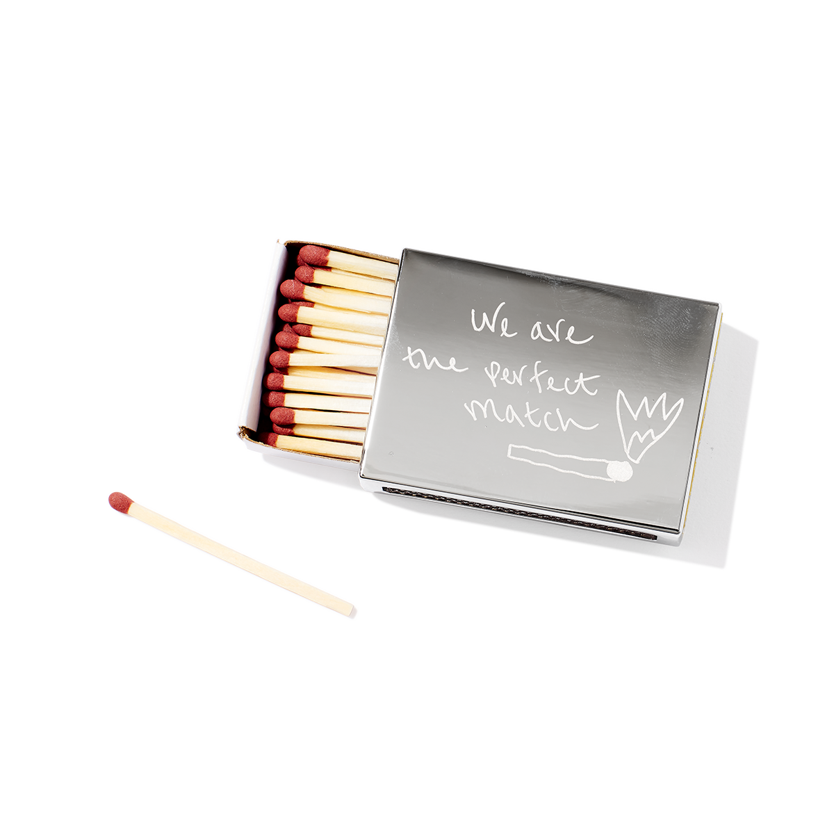 Handwritten Small Silver Matchbox
